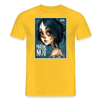 Comic Anime Mädchen, vielleicht, vielleicht nicht - Männer T-Shirt - Gelb - Vorne - AI Model Male 178 dark (178cm)