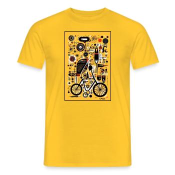 Verspielte Hieroglyphen Fahrrad und Radfahren - Männer T-Shirt - Gelb - Vorne - AI Model Male 178 dark (178cm)