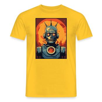Art Deco Cartoon Retro Roboter Invasion - Männer T-Shirt - Gelb - Vorne - AI Model Male 178 dark (178cm)