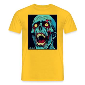 Ein schreiender grüner Totenkopf Zombie - Männer T-Shirt - Gelb - Vorne - AI Model Male 178 dark (178cm)
