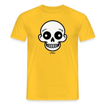Crâne de dessin animé rétro simple - T-shirt homme - jaune - Devant - AI Model Male 178 dark (178cm)