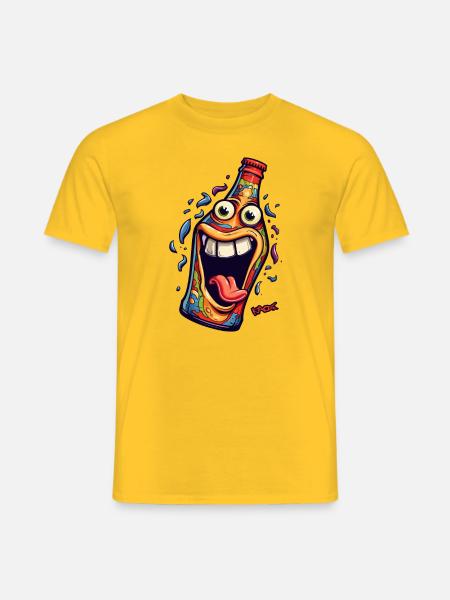 Funny Face - Party Bottle in Celebration Mood - Men's T-Shirt - yellow
