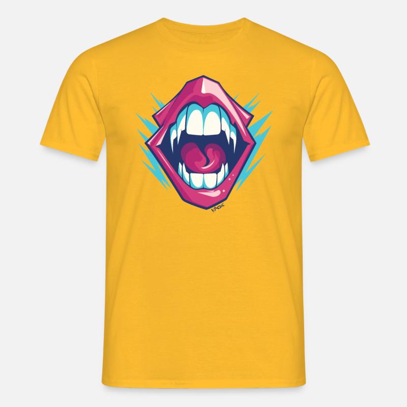 Vampire dentition with sharp teeth - Men's T-Shirt - yellow