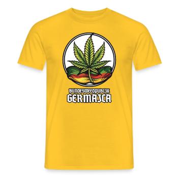 Bundesweedpublik Germaica: Cannabis Germany - Men's T-Shirt - yellow - Front - AI Model Male 178 dark (178cm)