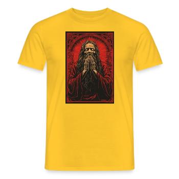 Le mystérieux guide spirituel prie - T-shirt homme - jaune - Devant - AI Model Male 178 dark (178cm)