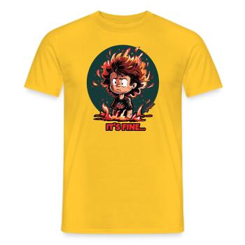 Tout brûle, mais ça va, mon gars - T-shirt homme - jaune - Devant - AI Model Male 178 dark (178cm)