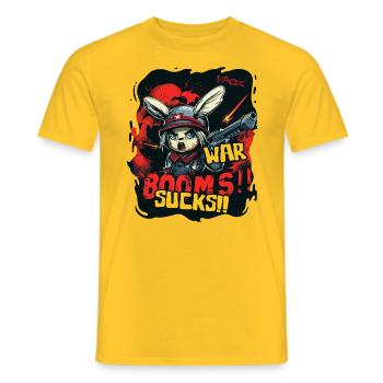 Anime Häschen Mädchen Soldatin: Krieg ist scheiße - Männer T-Shirt - Gelb - Vorne - AI Model Male 178 dark (178cm)