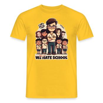 Lehrer und Schüler: Wir alle hassen die Schule - Männer T-Shirt - Gelb - Vorne - AI Model Male 178 dark (178cm)