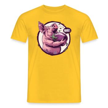 Auberginen liebendes vegetarisches Schwein - Männer T-Shirt - Gelb - Vorne - AI Model Male 178 dark (178cm)