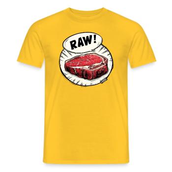 Steak juteux - cru et délicieux - T-shirt homme - jaune - Devant - AI Model Male 178 dark (178cm)