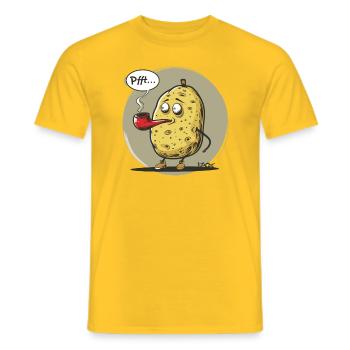 Cartoon Potato with Tobacco Pipe - Men's T-Shirt - yellow - Front - AI Model Male 178 dark (178cm)
