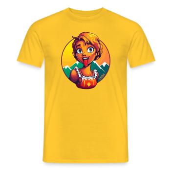 Femme de ménage traditionnelle Dirndl - T-shirt homme - jaune - Devant - AI Model Male 178 dark (178cm)