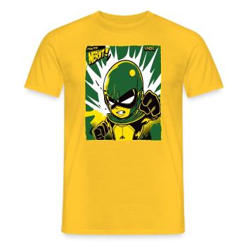 cooler Cartoon Comic Antiheld, Politik nervt - Männer T-Shirt - Gelb - Vorne - AI Model Male 178 dark (178cm)