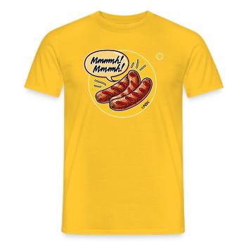 Mmmh, lecker Bratwurst - Männer T-Shirt - Gelb - Vorne - AI Model Male 178 dark (178cm)