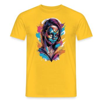 Colourfully veiled: The mask wearer - Men's T-Shirt - yellow - Front - AI Model Male 178 dark (178cm)