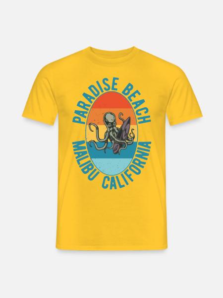 surfender Octopus malibu - Männer T-Shirt - Gelb