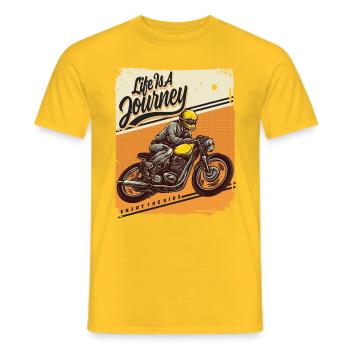 Das Leben ist eine Reise / La vie est un voyage Vélo - T-shirt homme - jaune - Devant - AI Model Male 178 dark (178cm)