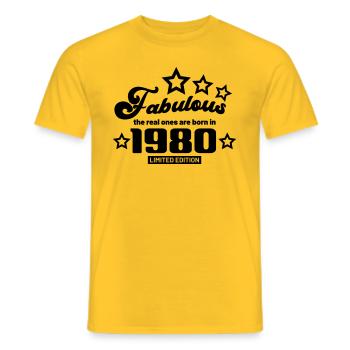 fabulous the real ones are born in 1980 - T-shirt homme - jaune - Devant - AI Model Male 178 dark (178cm)