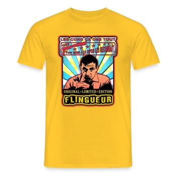 les cons ça ose tout lino ventura - T-shirt homme - jaune - Devant - AI Model Male 178 dark (178cm)