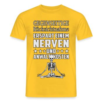 Gegenseitige Rücksichtnahme erspart einem Nerven - Männer T-Shirt - Gelb - Vorne - AI Model Male 178 dark (178cm)