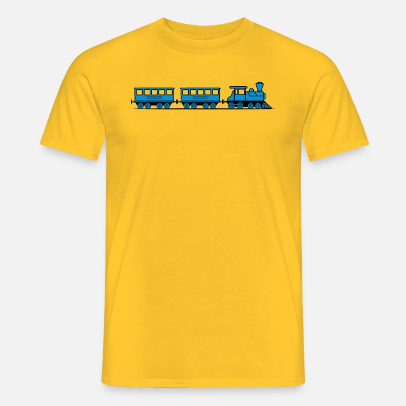 Zug Eisenbahn Dampflok Wagons - Männer T-Shirt - Gelb