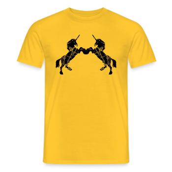 Rayures anciennes fissures 2 licornes conception f - T-shirt homme - jaune - Devant - AI Model Male 178 dark (178cm)
