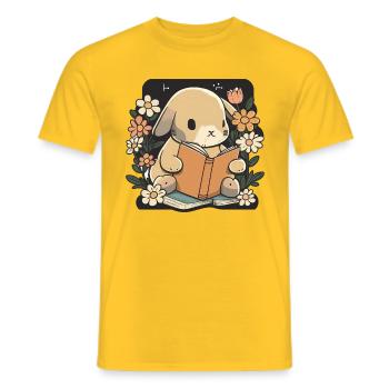 Häschen liest Buch Hase Bücherwurm Bücher lesen - Männer T-Shirt - Gelb - Vorne - AI Model Male 178 dark (178cm)