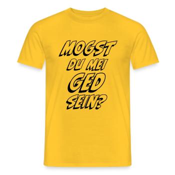 Mogst du mei Ged sein Patenonkel fragen Taufe - Männer T-Shirt - Gelb - Vorne - AI Model Male 178 dark (178cm)