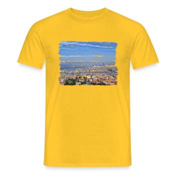 Blick über die Hafenstadt Marseille - Männer T-Shirt - Gelb - Vorne - AI Model Male 178 dark (178cm)