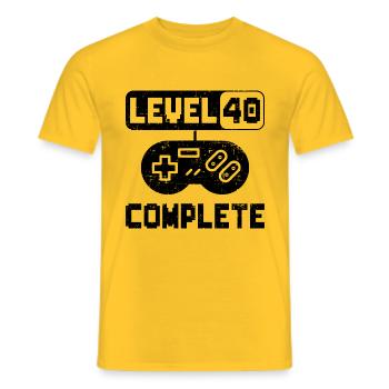 40e anniversaire niveau 40 Complete Retro cadeau - T-shirt homme - jaune - Devant - AI Model Male 178 dark (178cm)