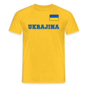 Ukraine Trikot Look – UKRAJINA mit Fahne Flagge - Männer T-Shirt - Gelb - Vorne - AI Model Male 178 dark (178cm)