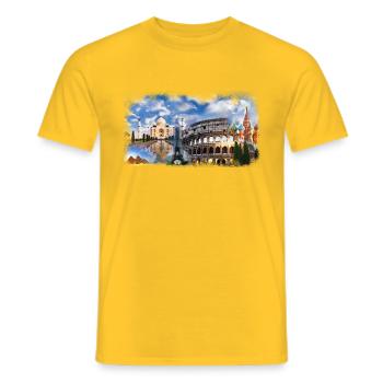 world travel - Men's T-Shirt - yellow - Front - AI Model Male 178 dark (178cm)