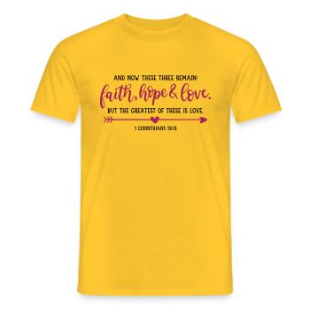 faith, hope & love - Men's T-Shirt - yellow - Front - AI Model Male 178 dark (178cm)