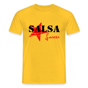 Salsa Lover black - Red Star - Salsa Dance Shirts - Men's T-Shirt - yellow - Front - AI Model Male 178 dark (178cm)