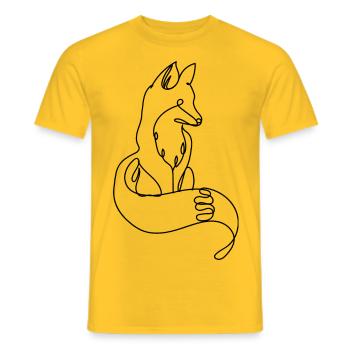 One line fox - Men's T-Shirt - yellow - Front - AI Model Male 178 dark (178cm)