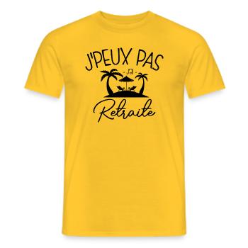 Humoristique : Pas Dispo, Retraite - T-shirt homme - jaune - Devant - AI Model Male 178 dark (178cm)