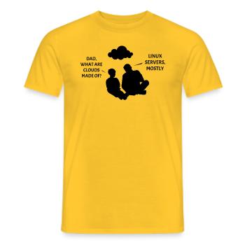 Clouds: Linux and Puzzles - Men's T-Shirt - yellow - Front - AI Model Male 178 dark (178cm)