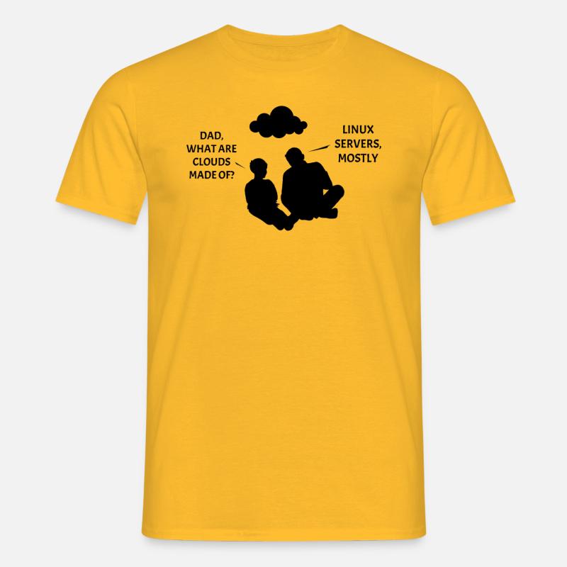 Clouds: Linux and Puzzles - Men's T-Shirt - yellow