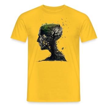 Organic Tree Head Gift - Men's T-Shirt - yellow - Front - AI Model Male 178 dark (178cm)