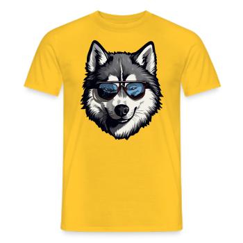 Husky mit Sonnenbrille - Männer T-Shirt - Gelb - Vorne - AI Model Male 178 dark (178cm)