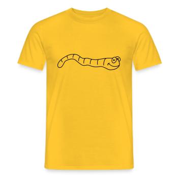 Funny Worm - T-shirt homme - jaune - Devant - AI Model Male 178 dark (178cm)