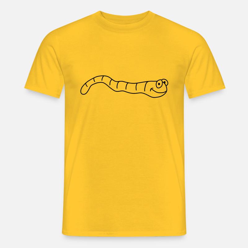Funny Worm - Männer T-Shirt - Gelb