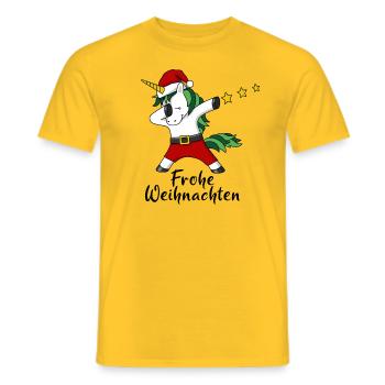 Frohe Weihnachten Einhorn Christmas Geschenk - Männer T-Shirt - Gelb - Vorne - AI Model Male 178 dark (178cm)