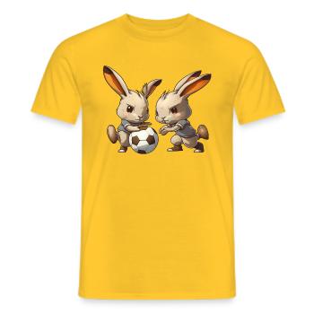 Les lapins jouent au football Lapin Lapin Ball Sport - T-shirt homme - jaune - Devant - AI Model Male 178 dark (178cm)