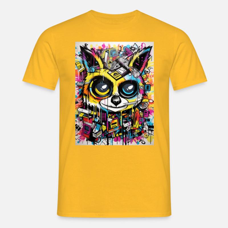 Waschbär comic graffiti - Männer T-Shirt - Gelb