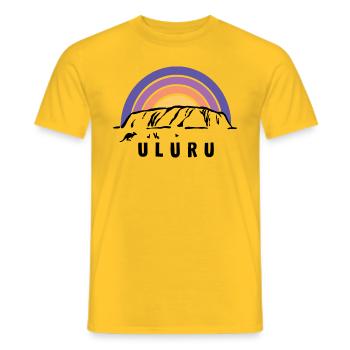 Uluru Ayers Rock Australia Down Under Souvenir - Men's T-Shirt - yellow - Front - AI Model Male 178 dark (178cm)