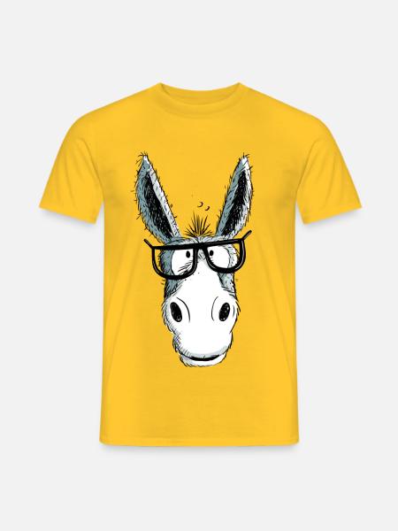 Lustiger Grauer Nerd Esel Mit Brille I Comic - Männer T-Shirt - Gelb