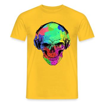 RAINBOW SKULL HEADPHONE - Men's T-Shirt - yellow - Front - AI Model Male 178 dark (178cm)