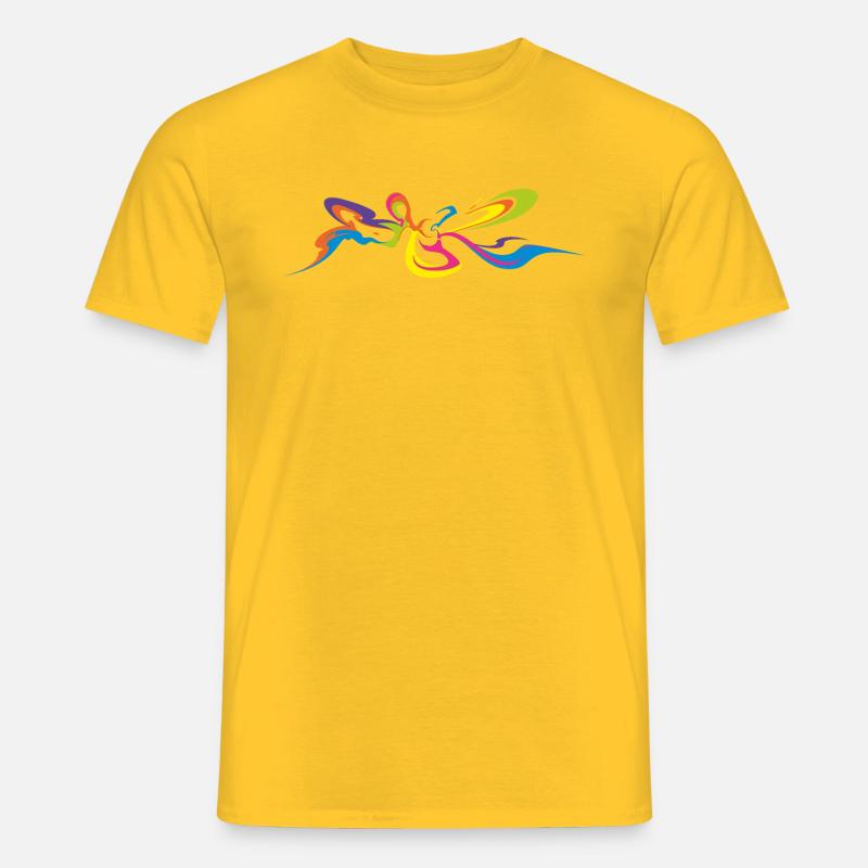 Psychedelic Butterfly - Back Graffiti Design - Men’s T-shirt - yellow