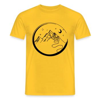 Mountains at night - Men's T-Shirt - yellow - Front - AI Model Male 178 dark (178cm)